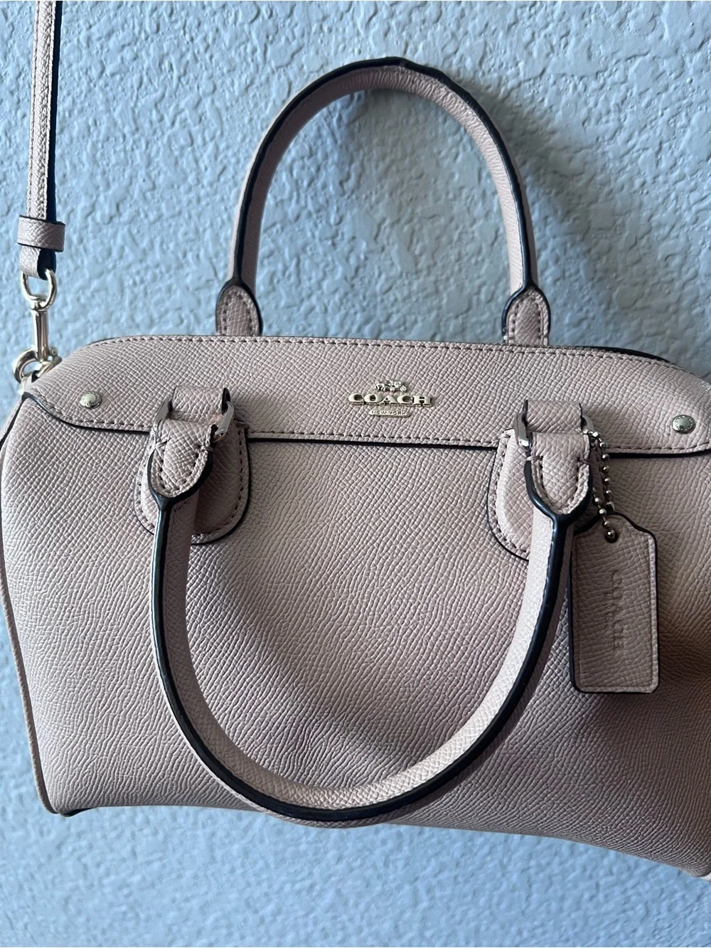 Coach F57521 Mini Bennett Satchel Crossgrain Leather Crossbody Handbag Pink MINT